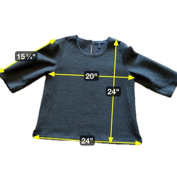 Eileen Fisher Textured Cotton‎ Ripple Round Neck Top In Seaweed Size Medium $248 - Picture 8 of 9